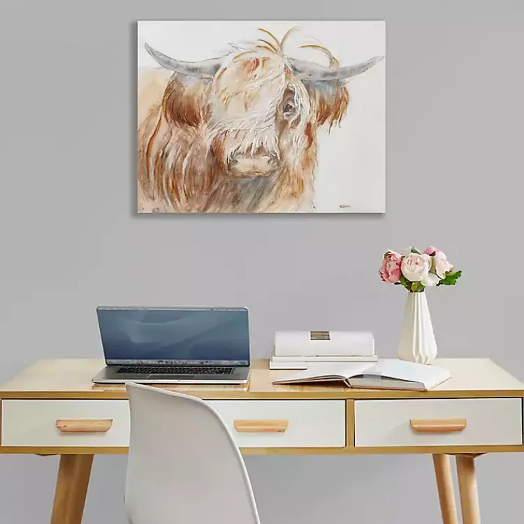 Canvas Art-Kirklands Home Windswept Highland Bull Canvas Art Print