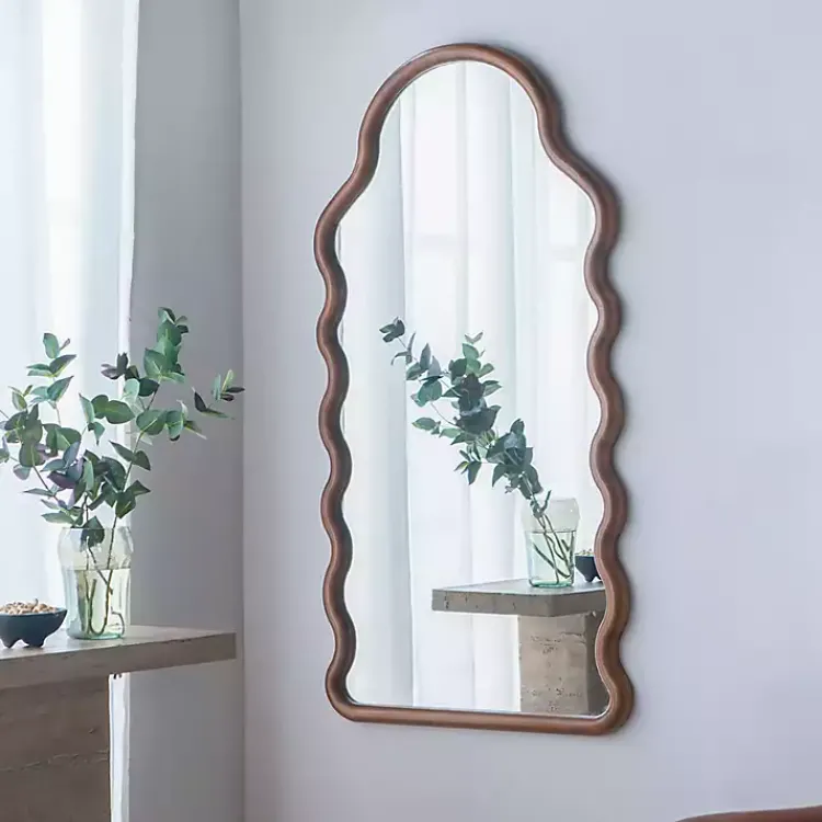Decorative Mirrors-Kirklands Home Dark Gold Arched Wavy Wall Mirror
