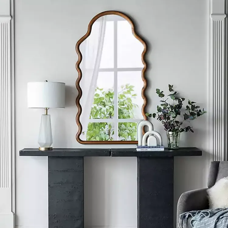 Decorative Mirrors-Kirklands Home Dark Gold Arched Wavy Wall Mirror
