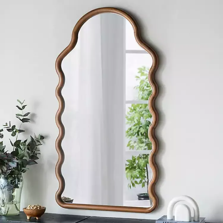 Decorative Mirrors-Kirklands Home Dark Gold Arched Wavy Wall Mirror
