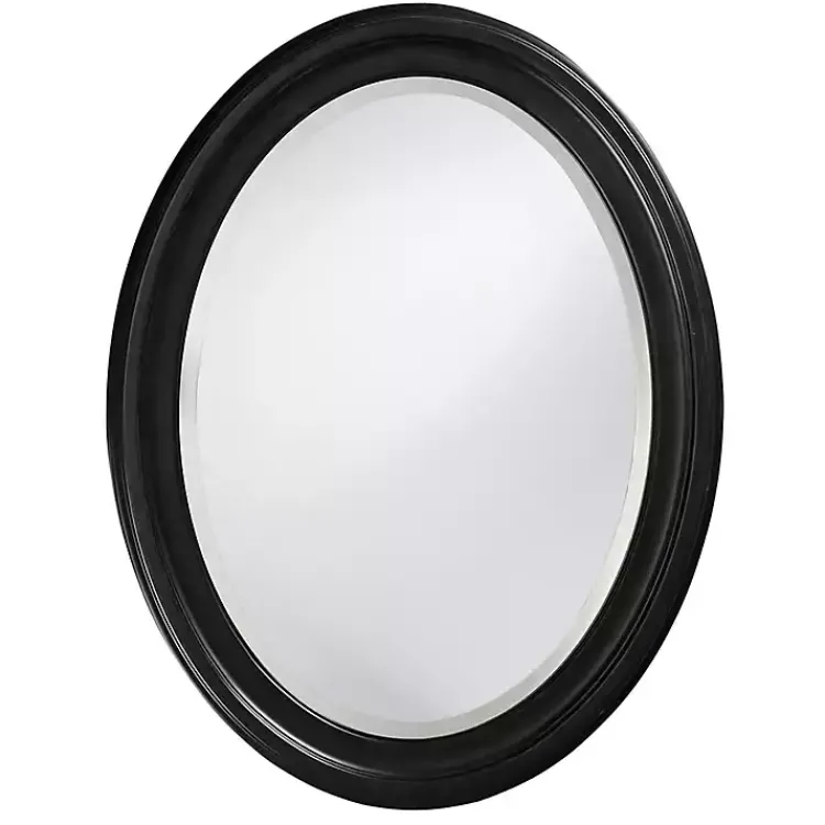 Decorative Mirrors-Kirklands Home George Ridged Oval Wall Mirror Black