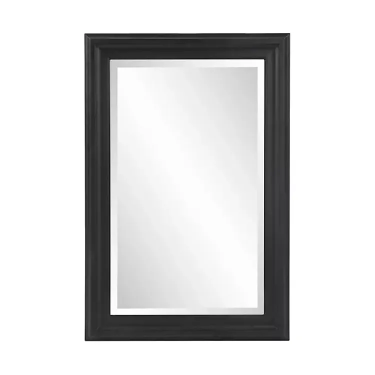 Decorative Mirrors-Kirklands Home George Ridged Rectangular Wall Mirror Black