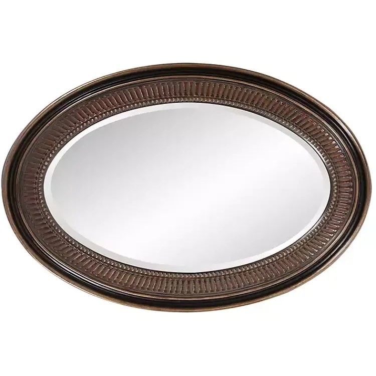 Decorative Mirrors-Kirklands Home Ethan Bronze Ribbed Oval Wall Mirror