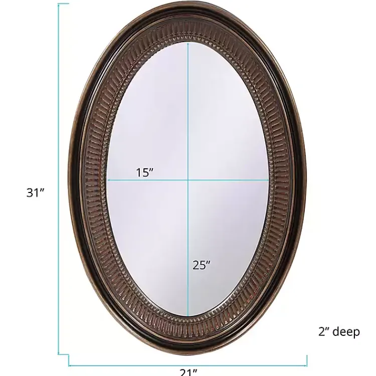 Decorative Mirrors-Kirklands Home Ethan Bronze Ribbed Oval Wall Mirror