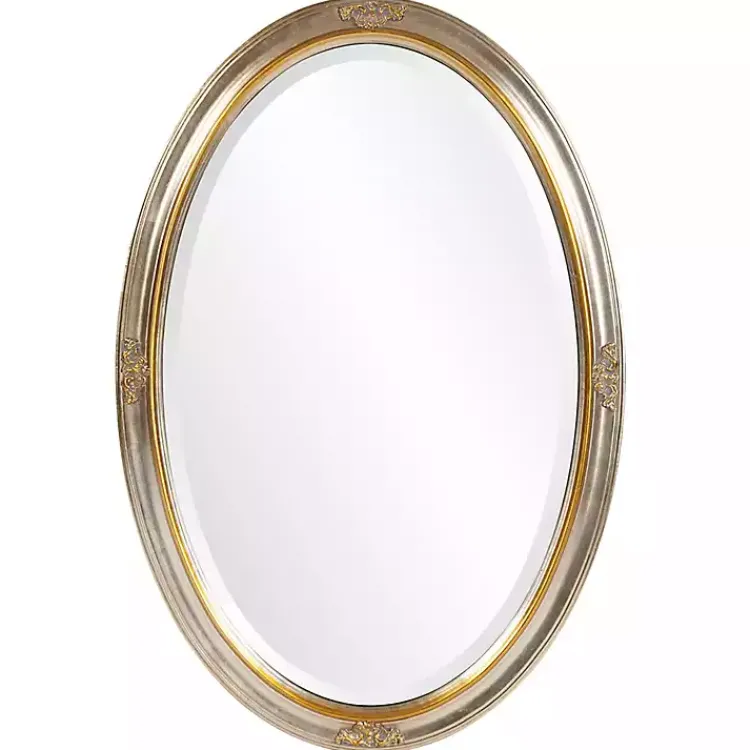 Decorative Mirrors-Kirklands Home Silver and Gold Carlton Oval Wall Mirror