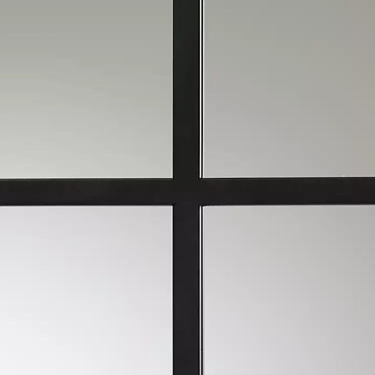 Decorative Mirrors-Kirklands Home Black Metal Windowpane Arched Wall Mirror