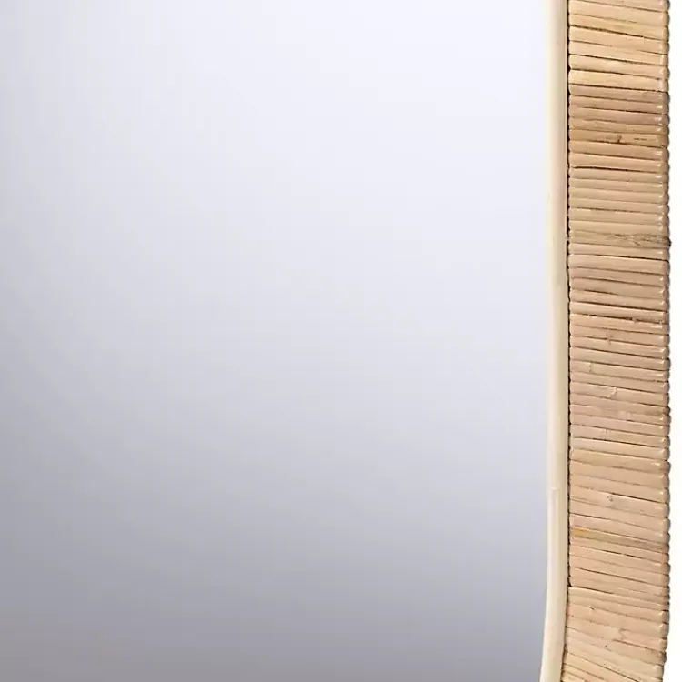 Decorative Mirrors-Kirklands Home Oval Mahogany and Rattan Wall Mirror