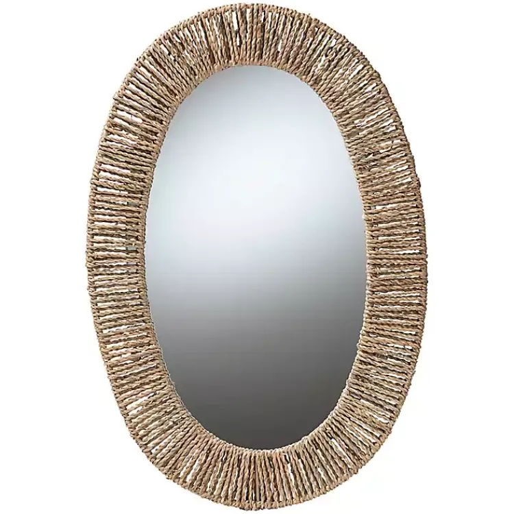 Decorative Mirrors-Kirklands Home Oval Elwyn Seagrass Wall Mirror