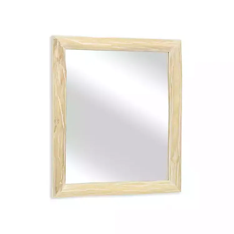 Decorative Mirrors-Kirklands Home Distressed Natural Wood Recgle Wall Mirror Tan