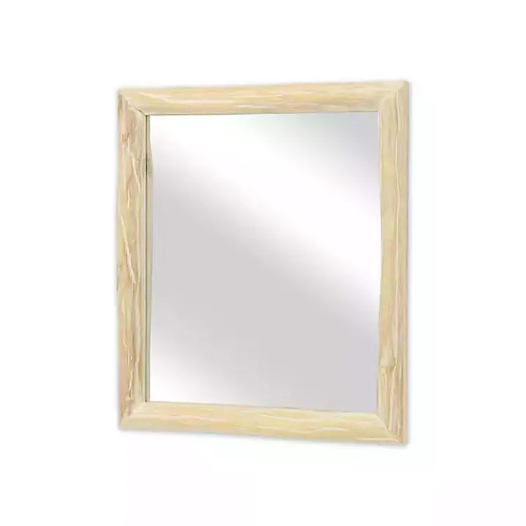 Decorative Mirrors-Kirklands Home Distressed Natural Wood Recgle Wall Mirror Tan