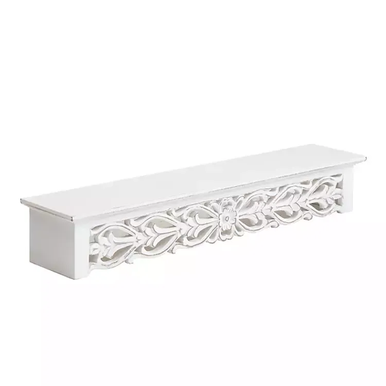 Shelves-Kirklands Home White Carved Floral Wall Shelf