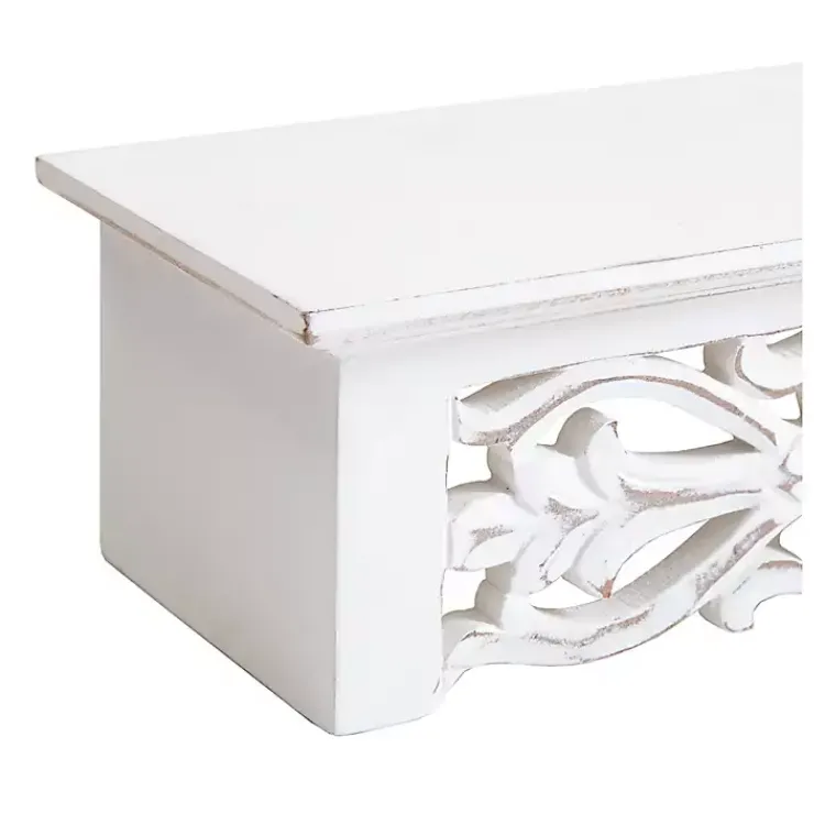 Shelves-Kirklands Home White Carved Floral Wall Shelf