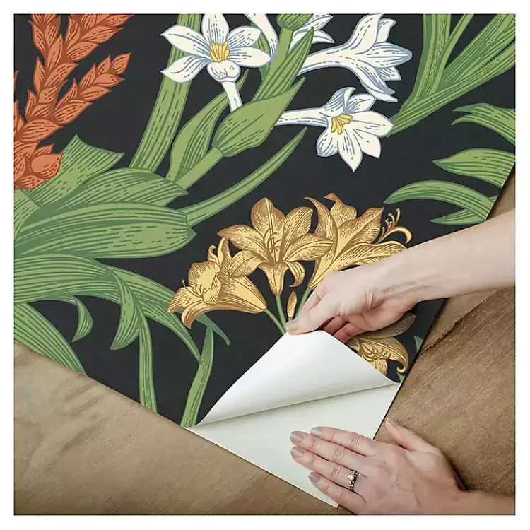 Wall Murals & Wallpaper-Kirklands Home Botanical Villa Peel & Stick Wallpaper Black