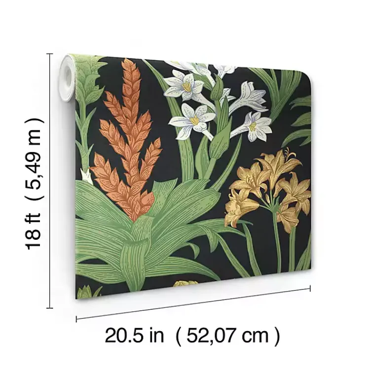 Wall Murals & Wallpaper-Kirklands Home Botanical Villa Peel & Stick Wallpaper Black