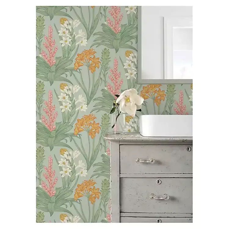 Wall Murals & Wallpaper-Kirklands Home Botanical Villa Peel & Stick Wallpaper Green