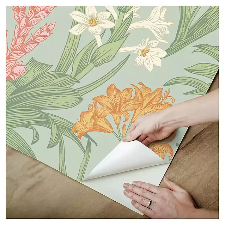 Wall Murals & Wallpaper-Kirklands Home Botanical Villa Peel & Stick Wallpaper Green