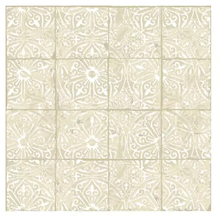Wall Murals & Wallpaper-Kirklands Home Cream Provincial Tiles Peel & Stick Wallpaper Tan
