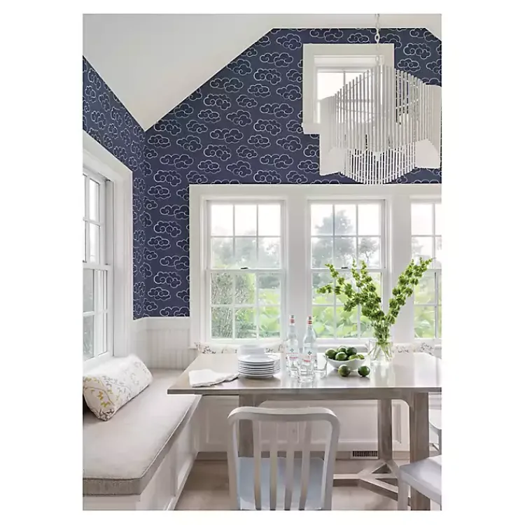 Wall Murals & Wallpaper-Kirklands Home Navy Cloudy Skies Peel & Stick Wallpaper Blue