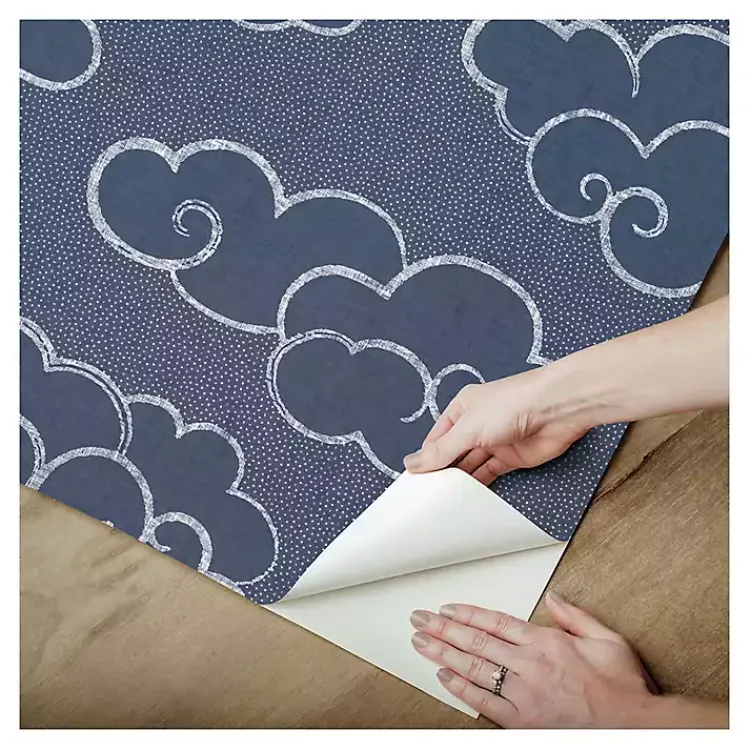 Wall Murals & Wallpaper-Kirklands Home Navy Cloudy Skies Peel & Stick Wallpaper Blue