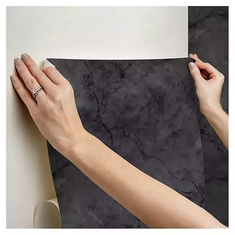 Wall Murals & Wallpaper-Kirklands Home Marble Peel & Stick Wallpaper Black