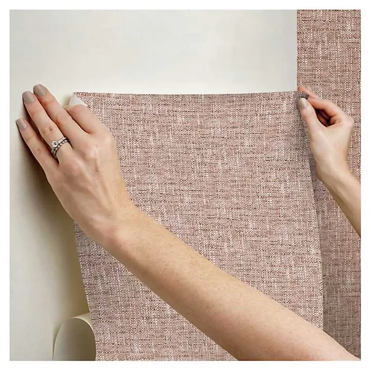 Wall Murals & Wallpaper-Kirklands Home Terracotta Textu Poplin Peel & Stick Wallpaper Red