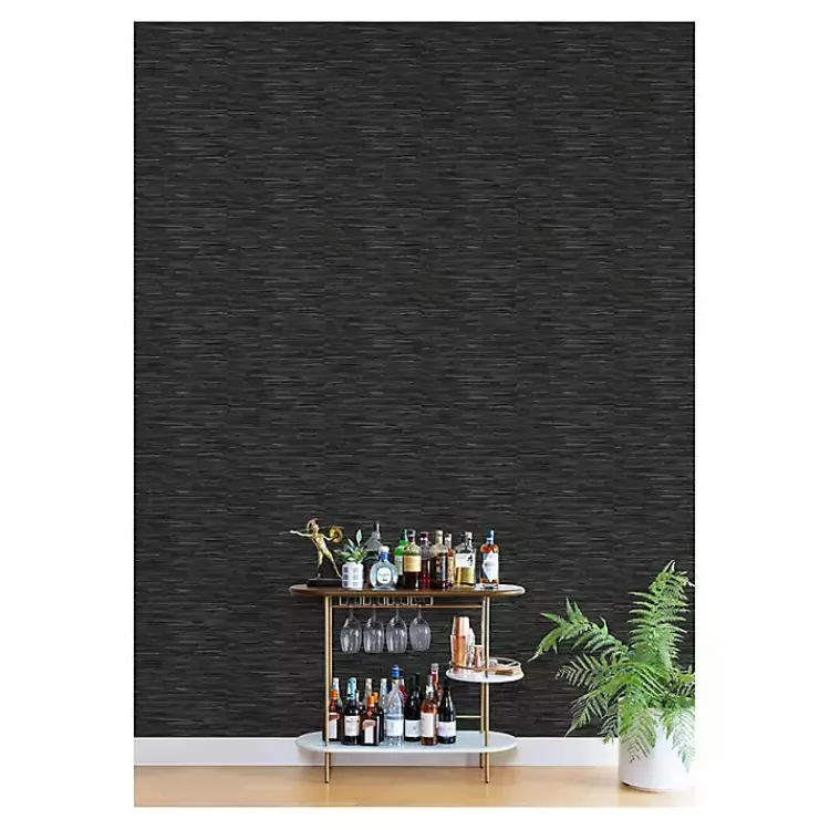 Wall Murals & Wallpaper-Kirklands Home Textured Grassweave Peel & Stick Wallpaper Black