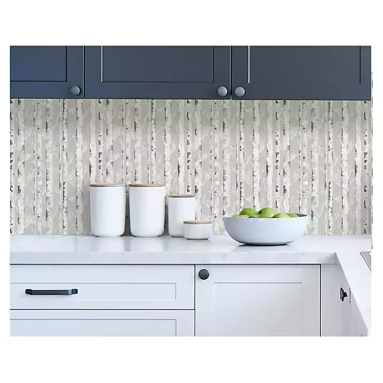 Wall Murals & Wallpaper-Kirklands Home Birch Peel & Stick Wallpaper Gray