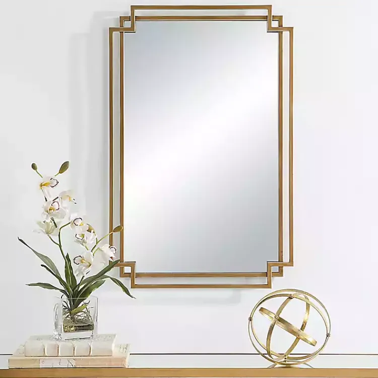 Decorative Mirrors-Kirklands Home Gold Double Frame Wall Mirror