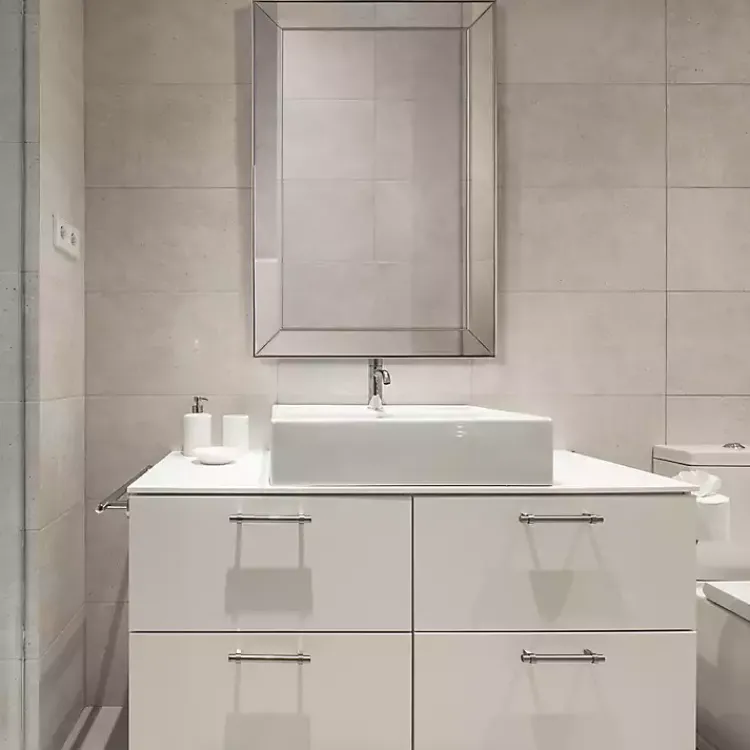 Decorative Mirrors-Kirklands Home Bevel Rectangle Wall Mirror Silver