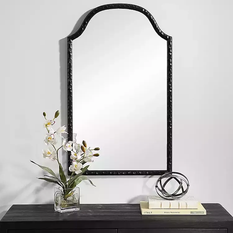Decorative Mirrors-Kirklands Home Black Textured Arch Wall Mirror