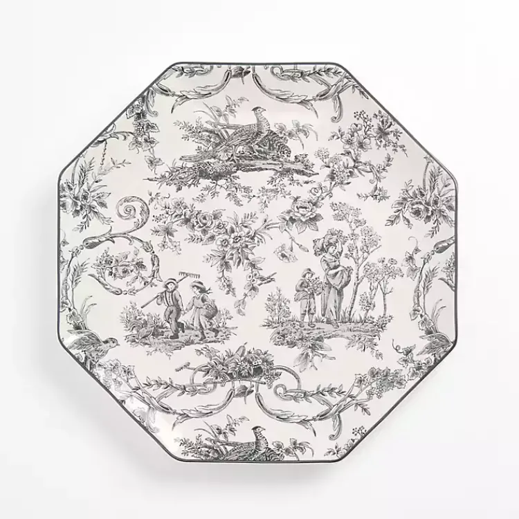 Dinnerware-Kirklands Home Emery Black Toile Dinner Plate