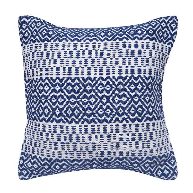 Outdoor Cushions & Pillows-Kirklands Home Navy Diamond Stripe Indoor/Outdoor Pillow Blue