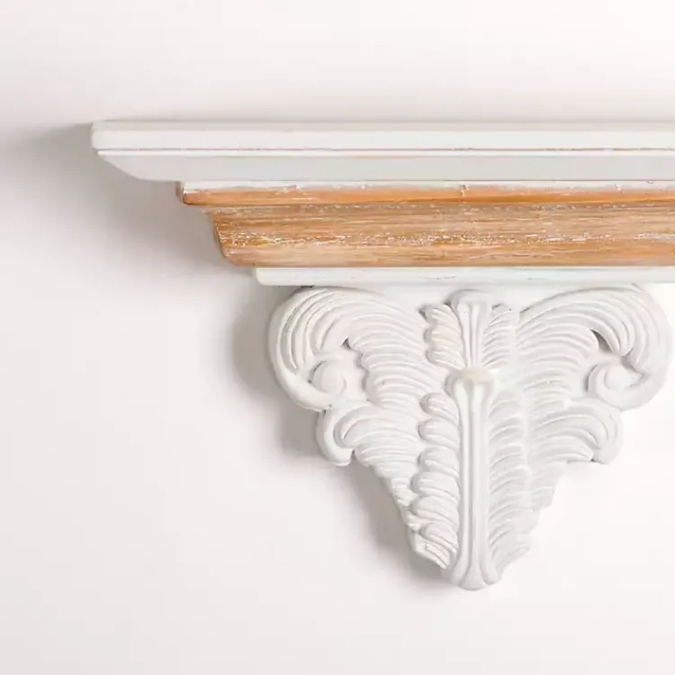 Shelves-Kirklands Home White Carved Wood Floating Wall Shelf