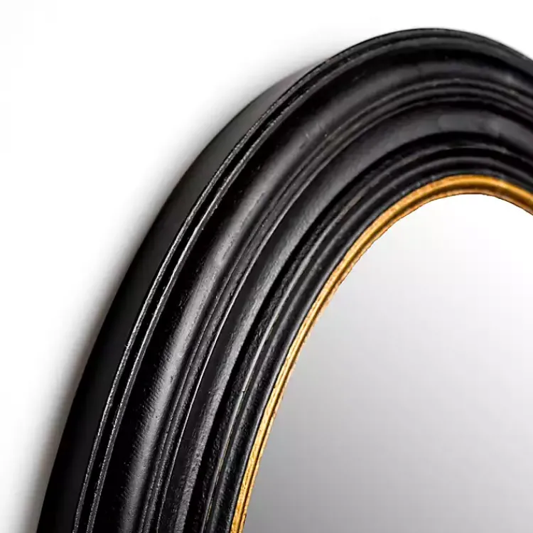 Decorative Mirrors-Kirklands Home Oval Bodiford Black and Gold Wall Mirror