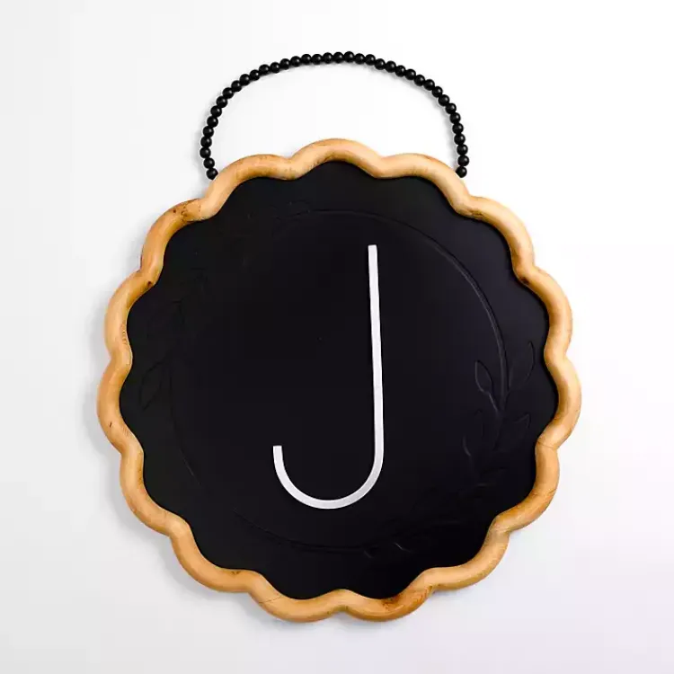 Monogram Wall Decor-Kirklands Home Black Scalloped Monogram J Wall Plaque