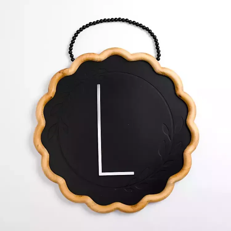 Monogram Wall Decor-Kirklands Home Black Scalloped Monogram L Wall Plaque