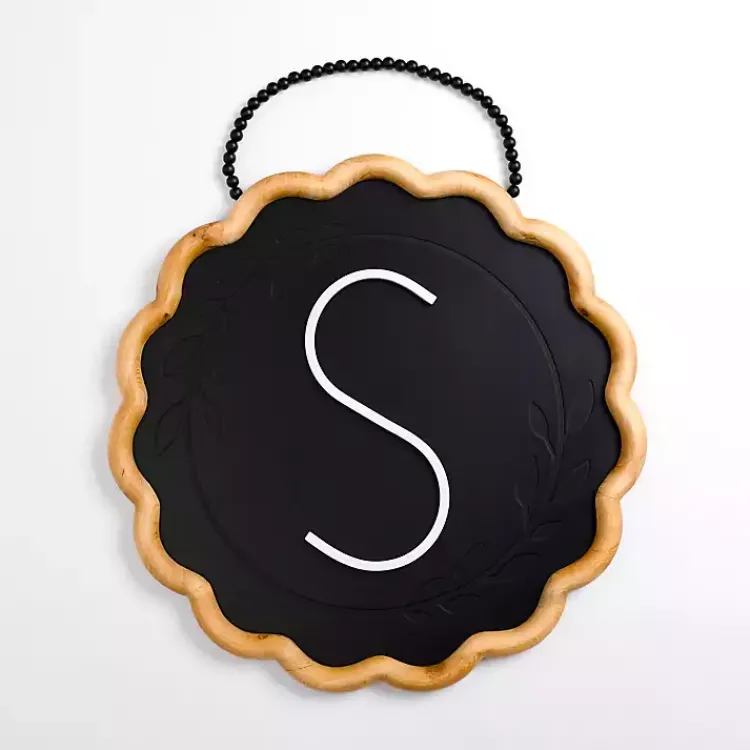 Monogram Wall Decor-Kirklands Home Black Scalloped Monogram S Wall Plaque