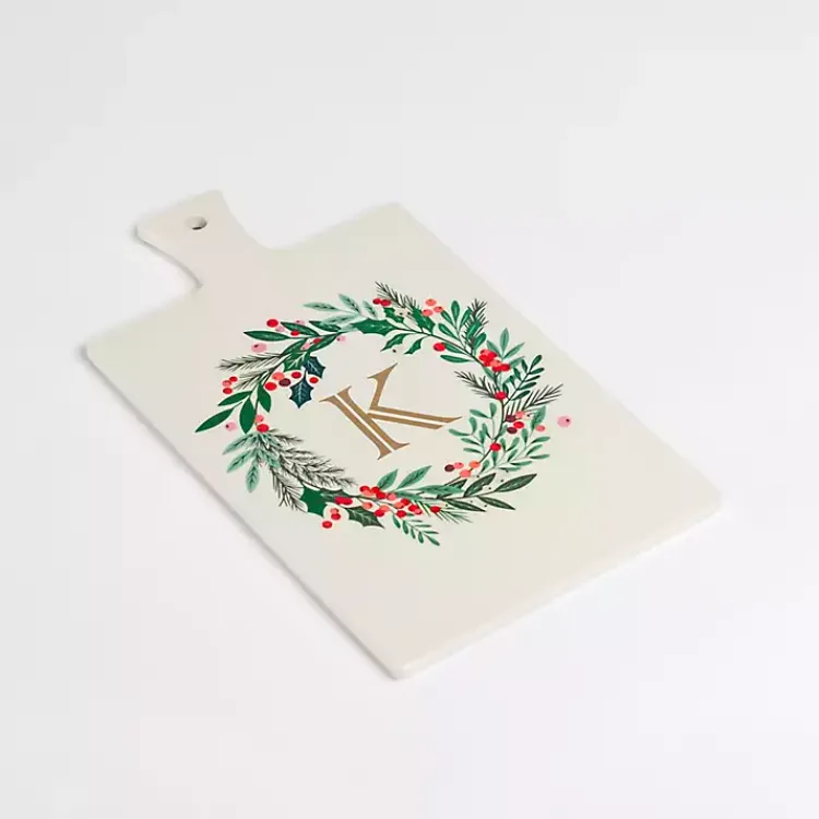 Serving & Entertaining-Kirklands Home Monogram K Christmas Wreath Serving Board