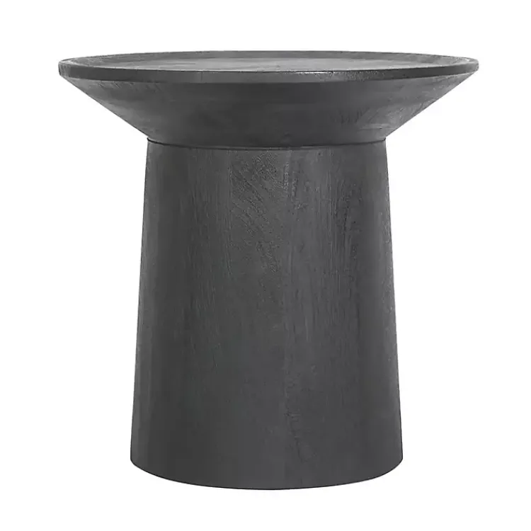 Accent & End Tables-Kirklands Home Mango Wood Round Pedestal Accent Table Black
