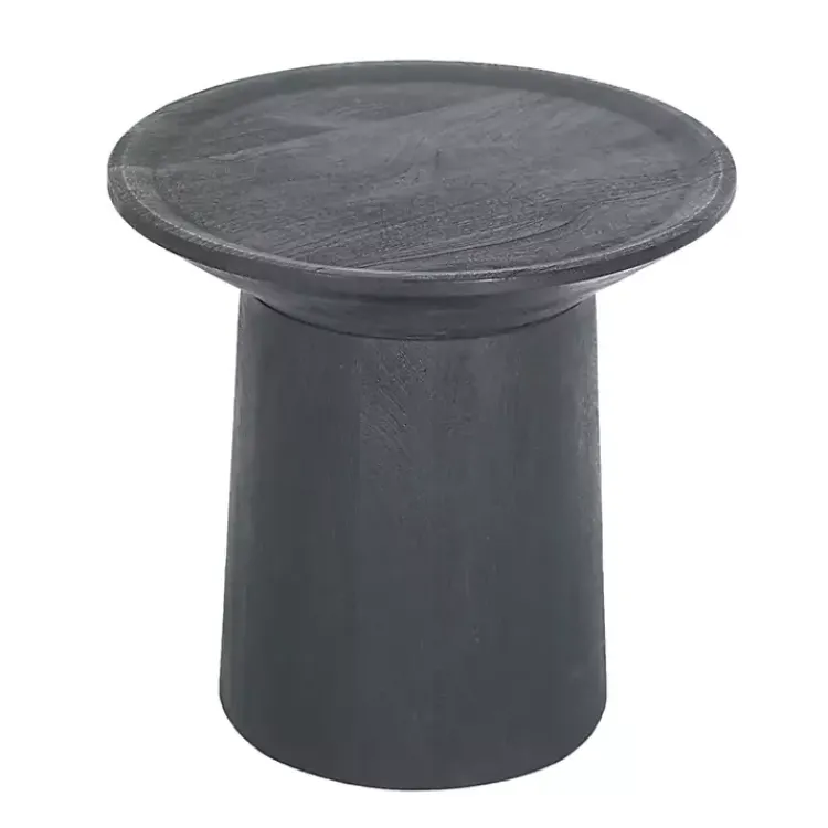 Accent & End Tables-Kirklands Home Mango Wood Round Pedestal Accent Table Black