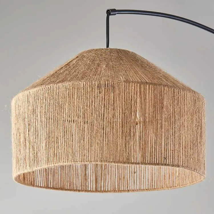 Floor Lamps-Kirklands Home Amalfi Natural Rope Shade Arch Floor Lamp Brown