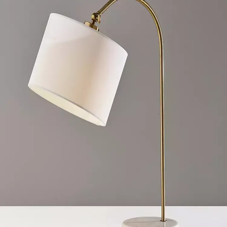 Table Lamps-Kirklands Home Antique Brass Arc Table Lamp White