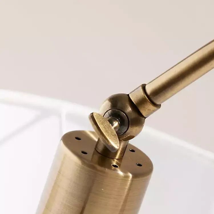 Table Lamps-Kirklands Home Antique Brass Arc Table Lamp White