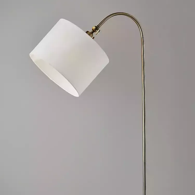 Floor Lamps-Kirklands Home Antique Brass Arc Floor Lamp White