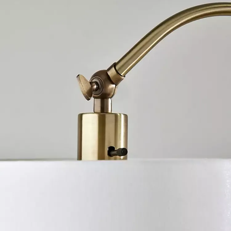 Floor Lamps-Kirklands Home Antique Brass Arc Floor Lamp White