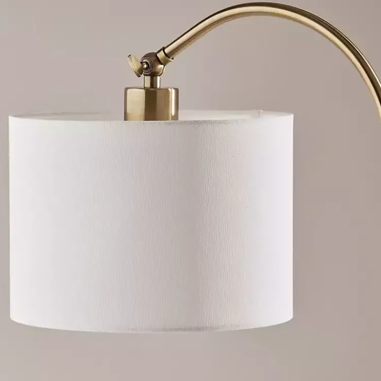 Floor Lamps-Kirklands Home Antique Brass Arc Floor Lamp White