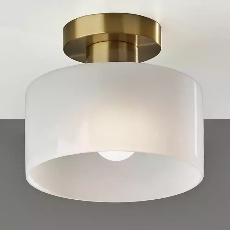 Flush Mount Lighting-Kirklands Home Antique Brass Rhodes Flush Mount Light Gold