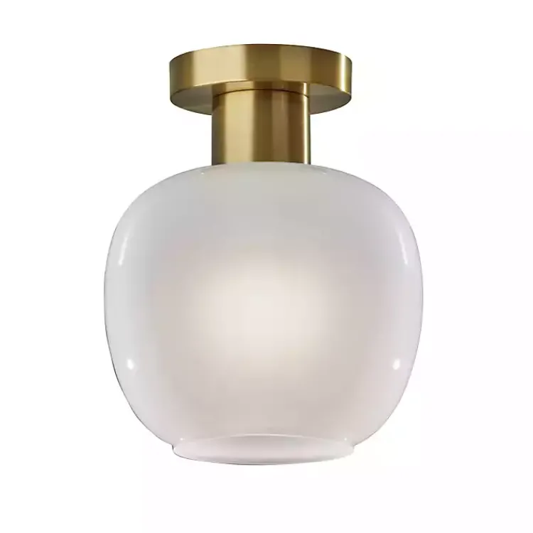 Flush Mount Lighting-Kirklands Home Antique Brass Magnolia Flush Mount Light Gold