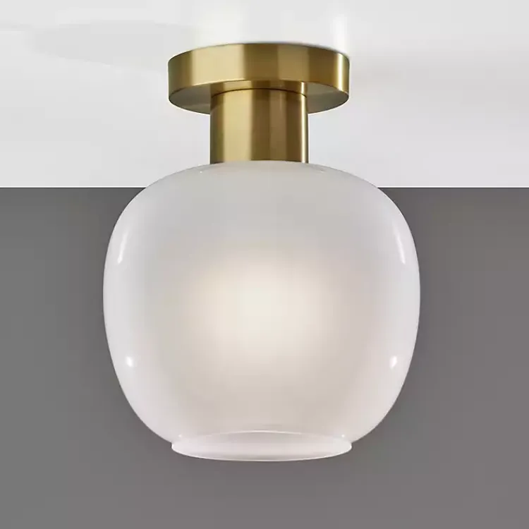 Flush Mount Lighting-Kirklands Home Antique Brass Magnolia Flush Mount Light Gold