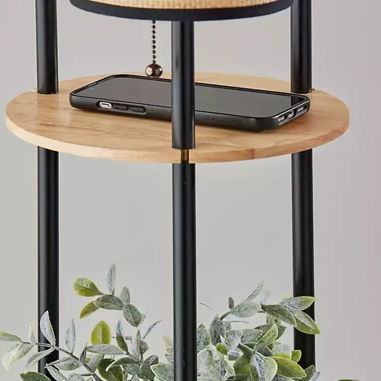 Floor Lamps-Kirklands Home Natural Woven Shade Trio Rowan Floor Lamp Tan